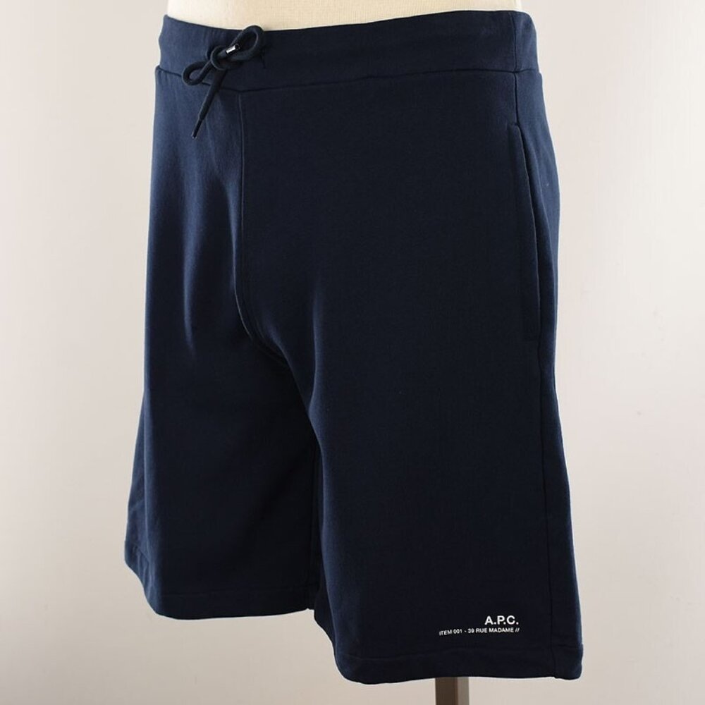 A.P.C Mens Navy Blue French Terry 8" Cotton Shorts SMALL NWT